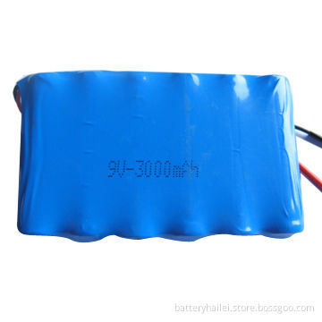 Rechargeable LiFePO4 Battery Pack, IFR18650, 3,000mAh, 9V, UL-, UN-, RoHS-approved